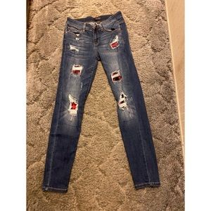 Judy blue Buffalo plaid distressed jeans 5/27 skinny fit